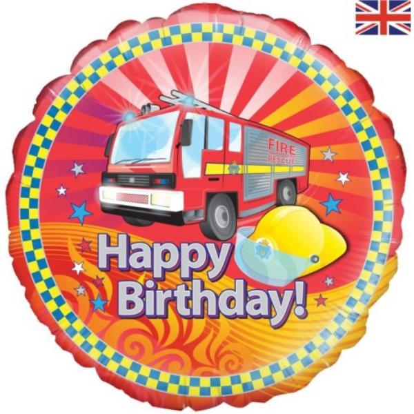 Happy Birthday Fire Engine Foil Balloon - 18in
