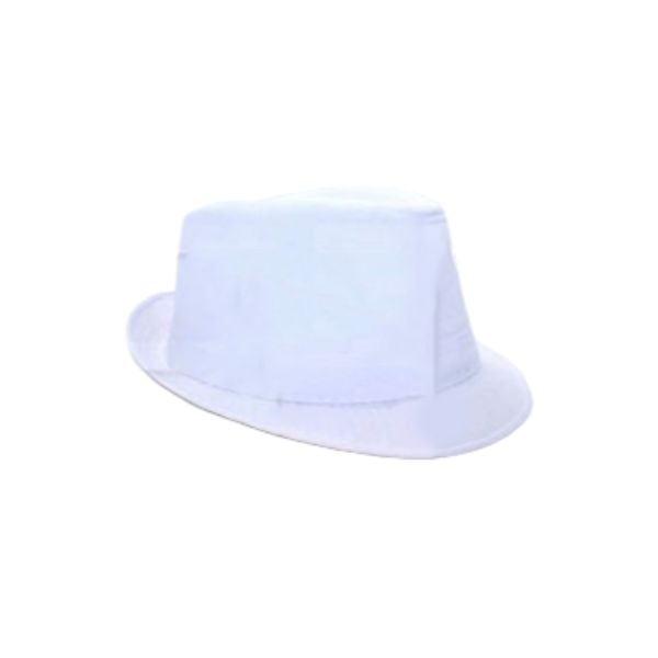 White Trilby Hat With White Ribbon