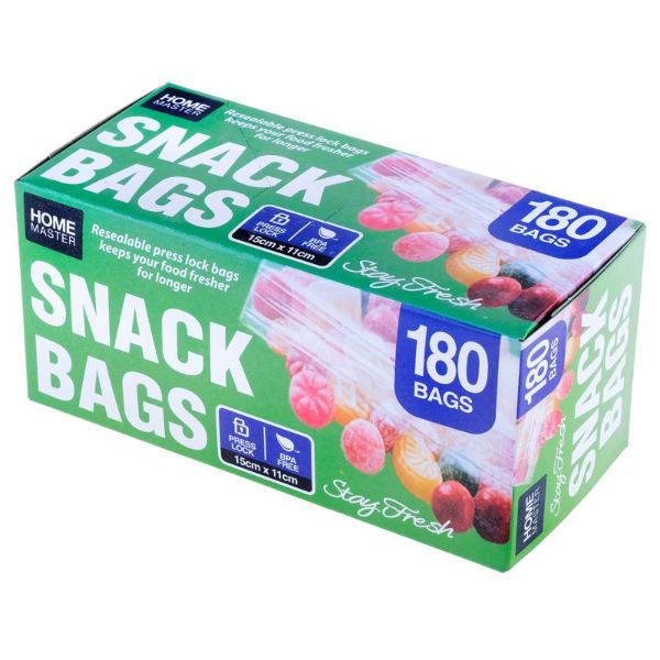 180 Pack Snap Lock Sandwich Bags - 17cm x 15.5cm