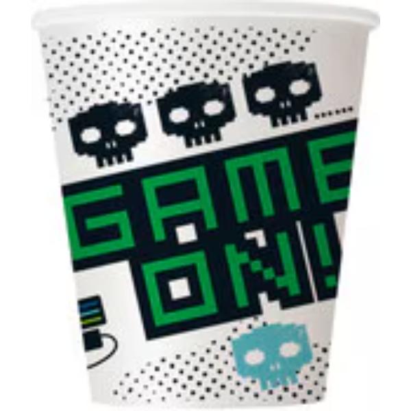 8 Pack Gamer Paper Cups - 270ml