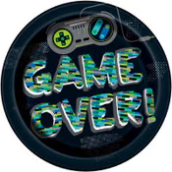 8 Pack Gamer Birthday Plates - 23cm