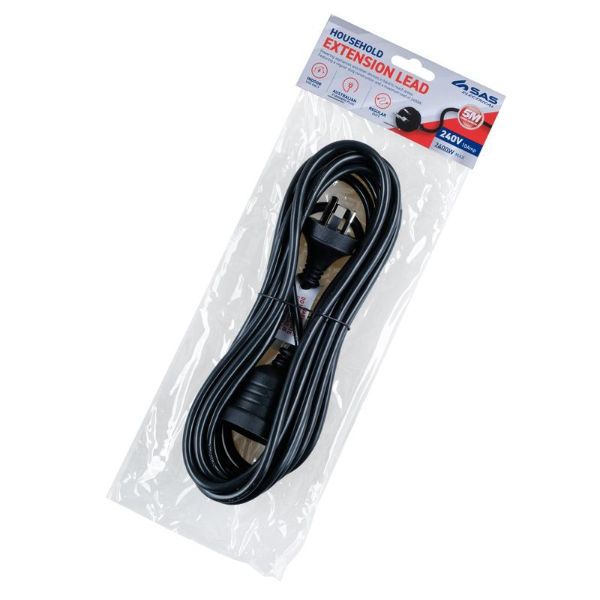 Black 240V 10A Max Load 2400W Extension Lead - 500cm