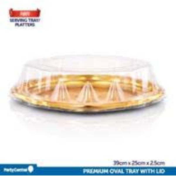 Gold Reusable Oval Tray - 39cm
