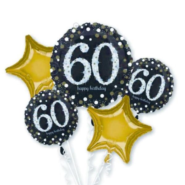 60th Birthday Sparkling Balloons Bouquet