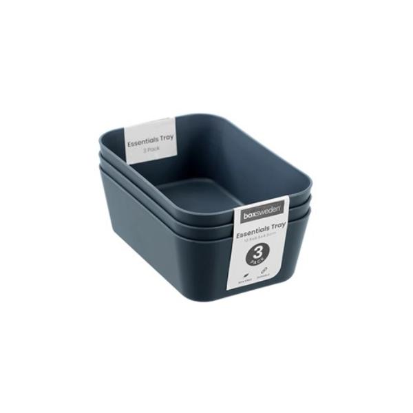 3 Pack Essentials Sort Tray - 12.5x8.5x4.5cm