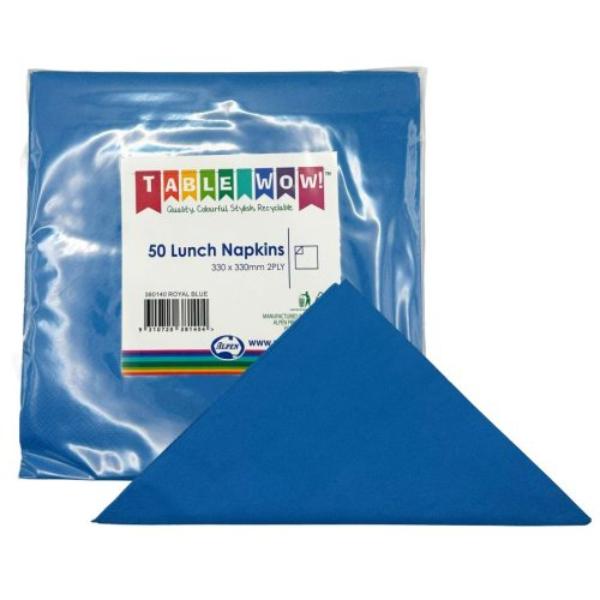 50 Pack Royal Blue Lunch Napkins - 33cm