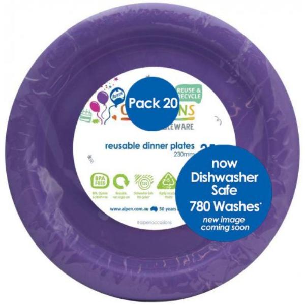 20 Pack Lavender Reusable Dinner Plates - 23cm