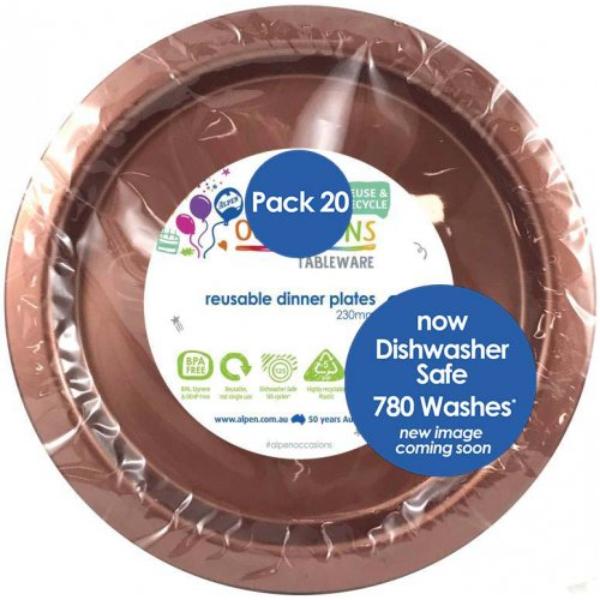 20 Pack Rose Gold Reusable Dinner Plates - 23cm