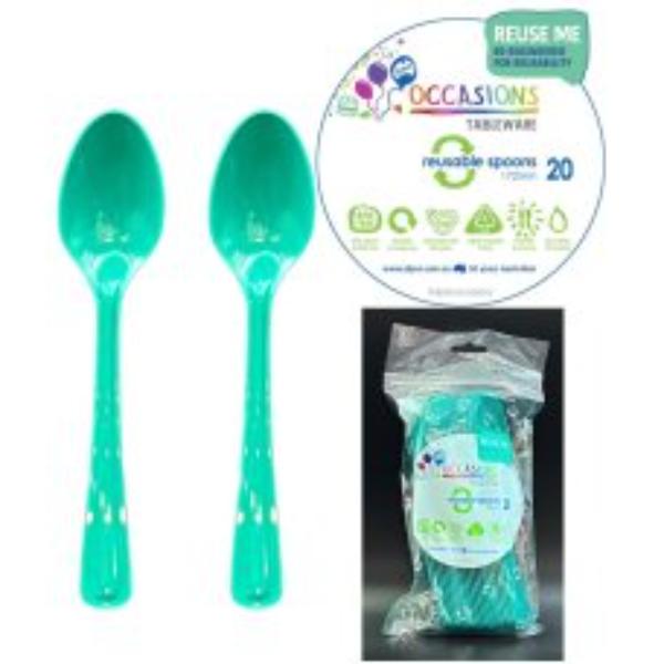 20 Pack Reusable Green Spoons