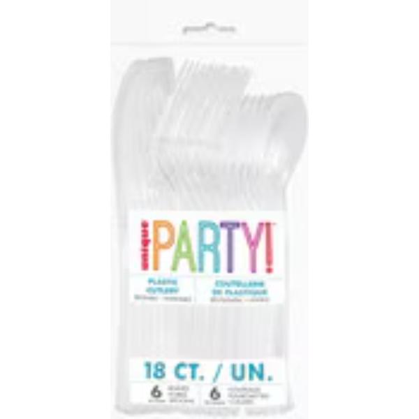 18 Pack Clear Assorted Cutlery