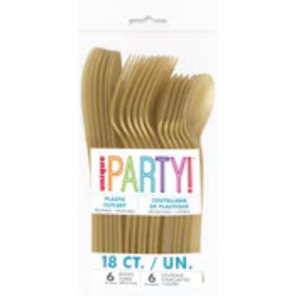 18 Pack Gold Assorted Cutlery