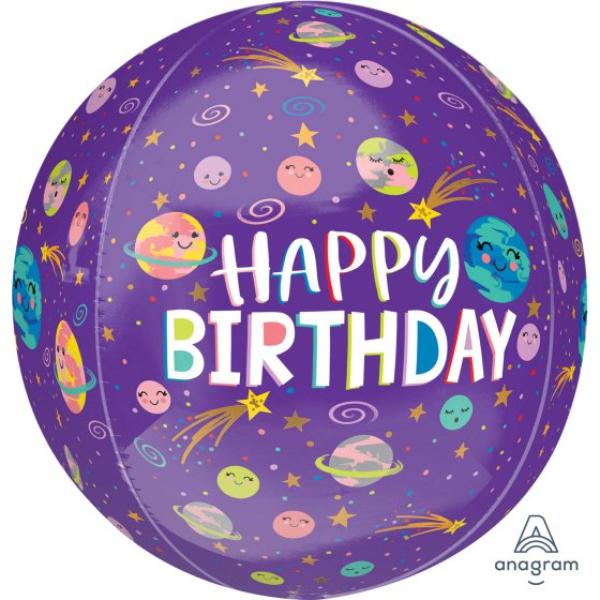 Galaxy Smiles Happy Birthday XL Orbz Balloon - 40cm