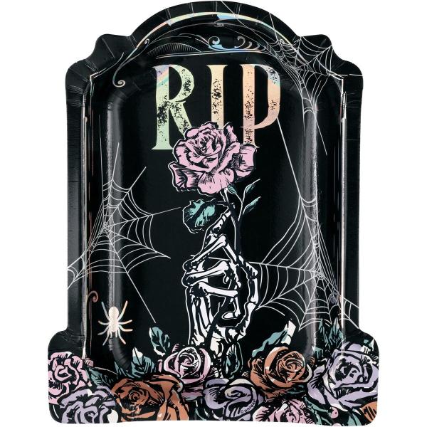 8 Pack Floral Tombstone Paper Plates - 23cm