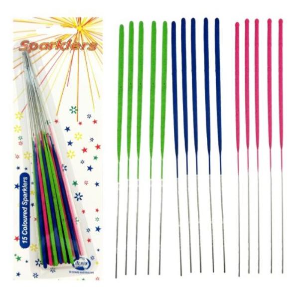 15 Pack Coloured Sparklers - 17cm