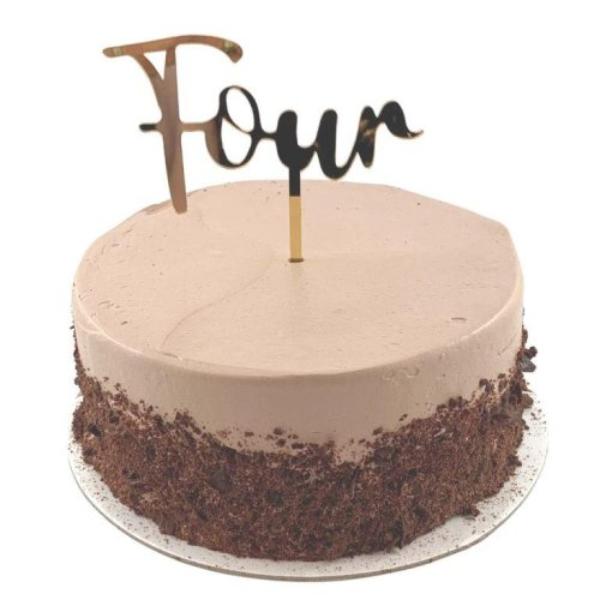 Gold Number Four Acrylic Cake Topper
