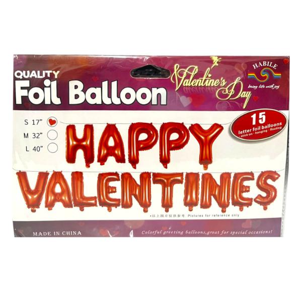 HAPPY VALENTINES 15PCS FOIL BALLOON SET (RED)
