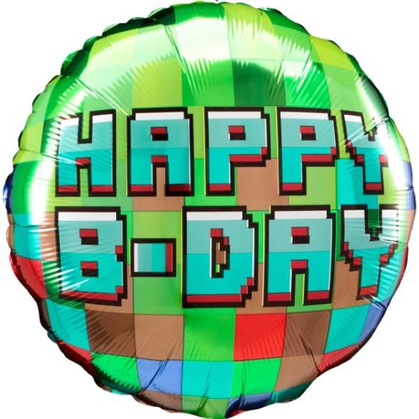 Happy Birthday Pixel Balloon - 45cm