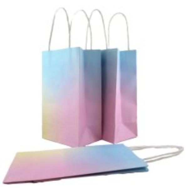 5 Pack Pastel Rainbow Paper Bags - 21x13cm