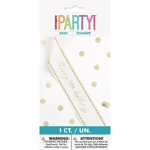 Happy 40th Birthday Gold Studded Sash