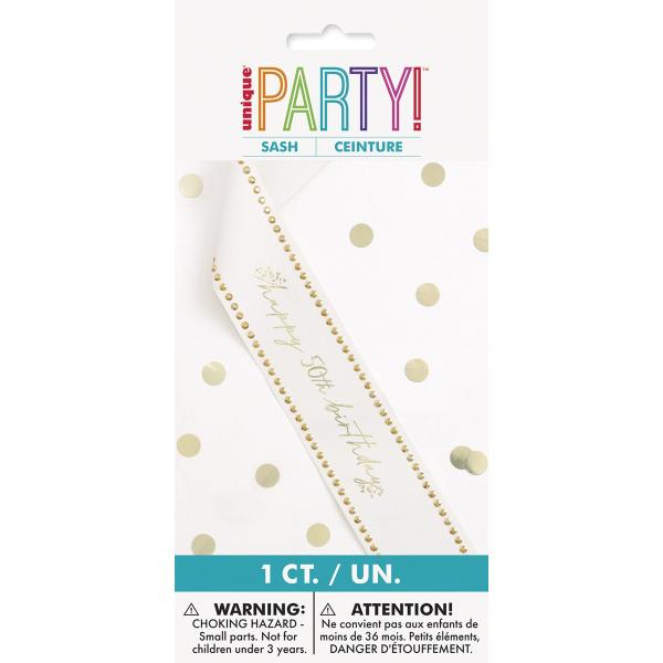 Happy 50th Birthday Gold Studded Sash