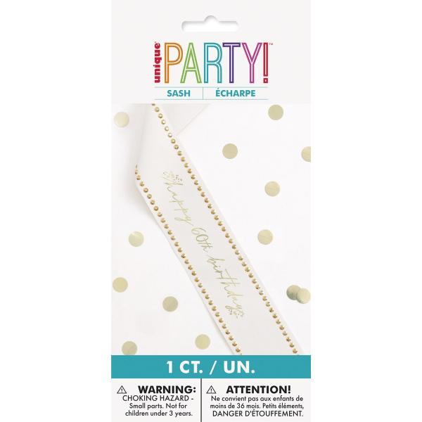 Happy 60th Birthday Gold Studded Sash