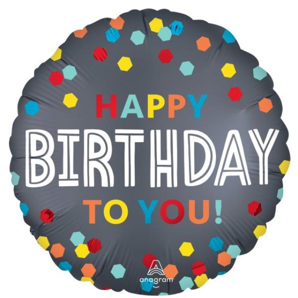 Satin Happy Birthday Confetti Burst Balloon - 45cm