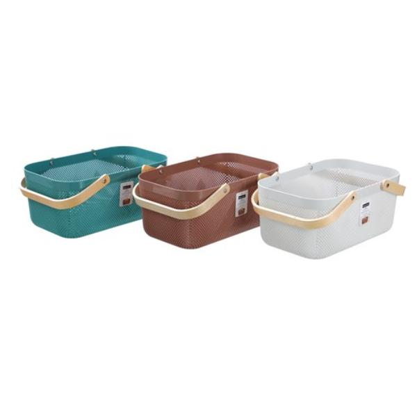 15L Wood Handle Mesh Basket - 40x24.5x18cm