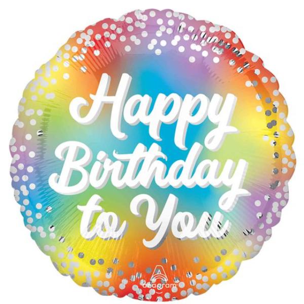 Rainbow Happy Birthday Glitz Balloon - 45cm