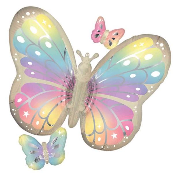 Satin Fluttering Butterflies Supershape Balloon - 73cm