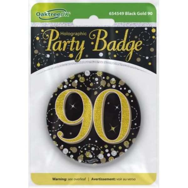 Black & Gold Sparkling Fizz 90 Badge - 7.5cm