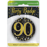 Load image into Gallery viewer, Black &amp; Gold Sparkling Fizz 90 Badge - 7.5cm
