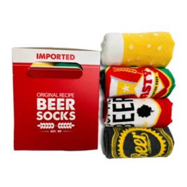 4 Pack Beer Socks Gift Pack - 13cm x 11cm x 11cm