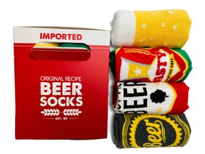 4 Pack Beer Socks Gift Pack - 13cm x 11cm x 11cm