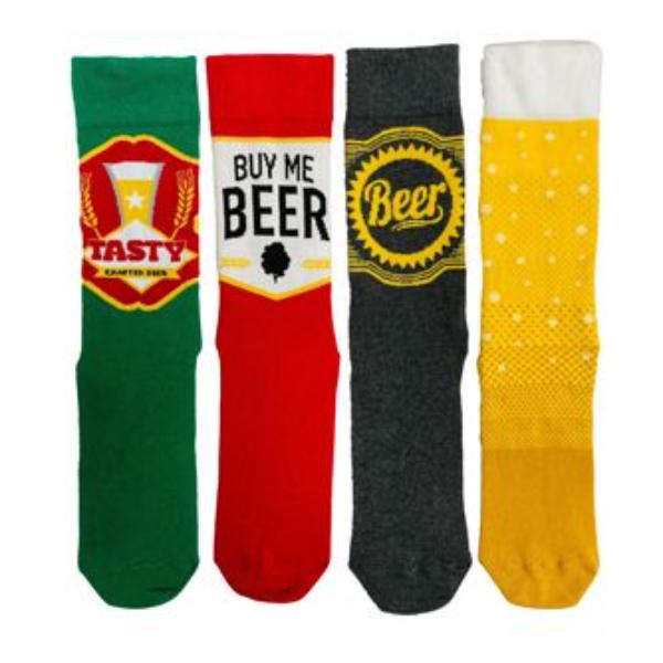 4 Pack Beer Socks Gift Pack - 13cm x 11cm x 11cm