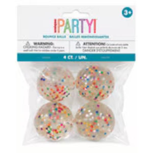4 Pack Rainbow Confetti Bounce Ball