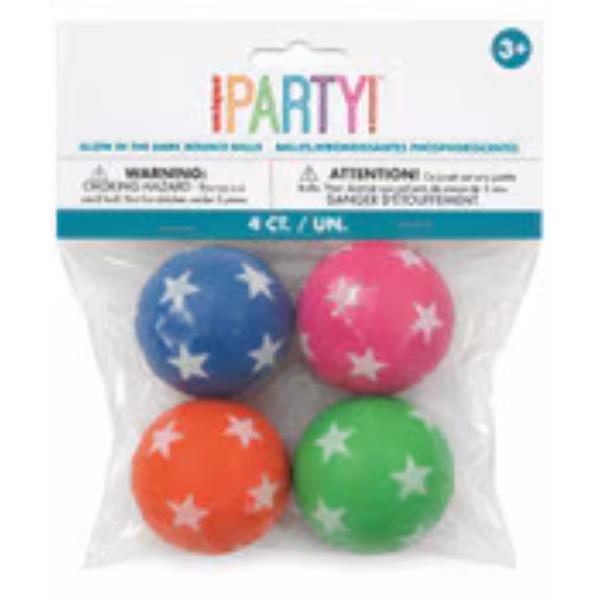 4 Pack Stars Glow In The Dark Bounce Balls