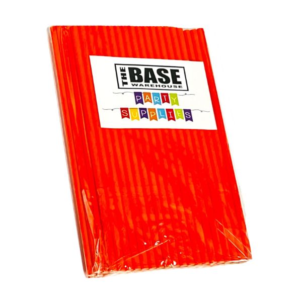 80 Pack Orange Paper Straws - 0.6cm x 19.7cm