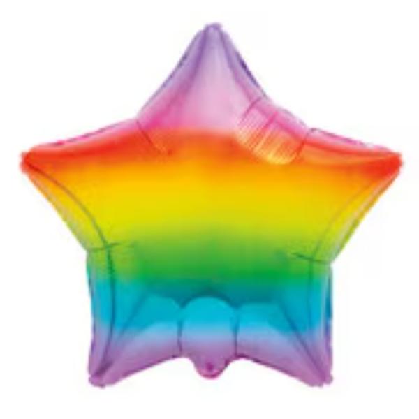 Gradient Rainbow Star Foil Balloon - 45cm