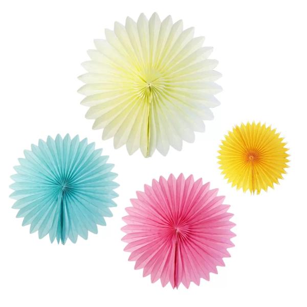 4 Pack Coloured Paper Fans