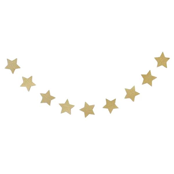 Gold Glitter Star Garland - 2M