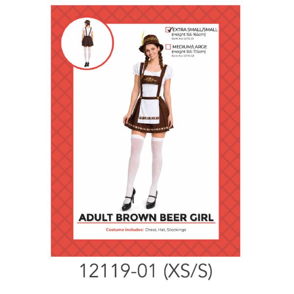 Womens Brown Beer Girl Costume - XS/S