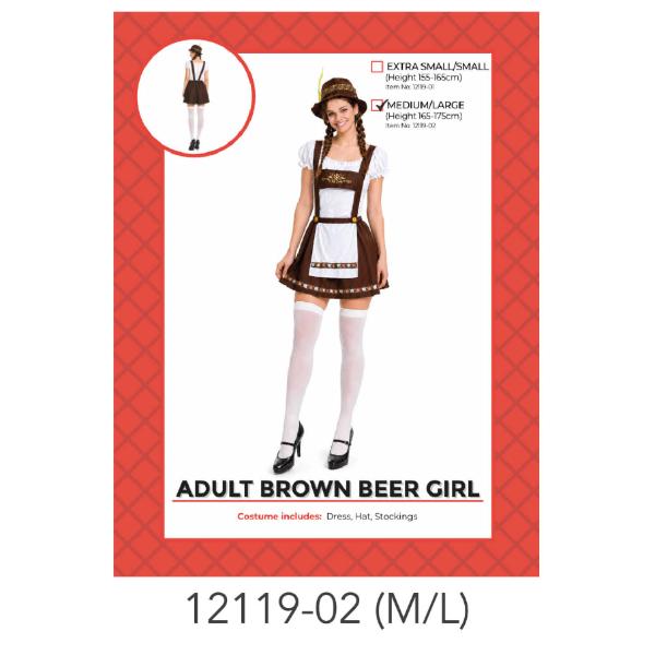 Womens Brown Beer Girl Costume - M/L
