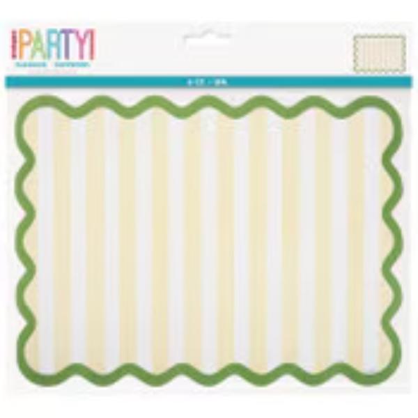 6 Pack Stripe Scalloped Edge Paper Placemats