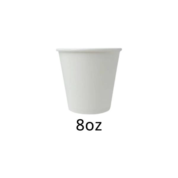 50 Pack White Single Wall Paper Coffee Cups - 8oz