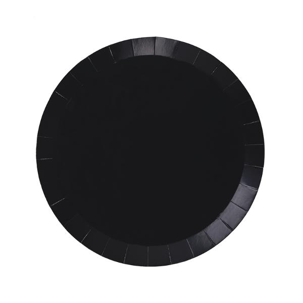 20 Pack Black Round Snack Paper Plate - 17cm
