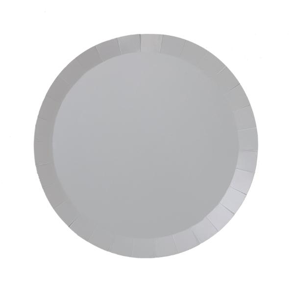 20 Pack Cool Grey Round Snack Paper Plate - 17cm
