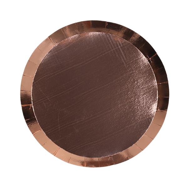 20 Pack Met Rose Gold Round Snack Paper Plate - 17cm