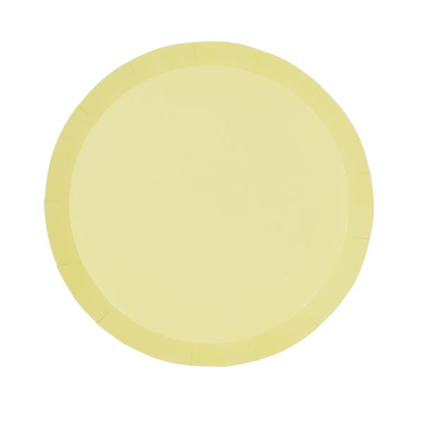 20 Pack Pastel Yellow Round Snack Paper Plate - 17cm