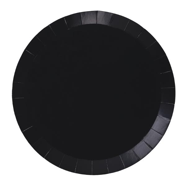 20 Pack Black Round Banquet Paper Plate - 26cm