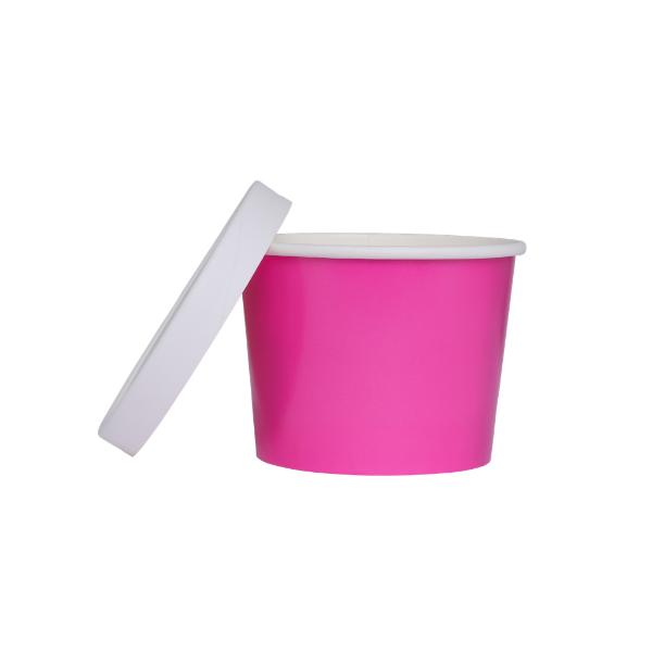5 Pack Flamingo Pink Paper Luxe Tub With Lid - 11.2cm x 9.2cm x 8.2cm